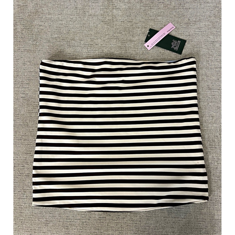 Wild Fable Reversible Strapless Tube Top Stretch Knit Striped Blue M NWT Flaws